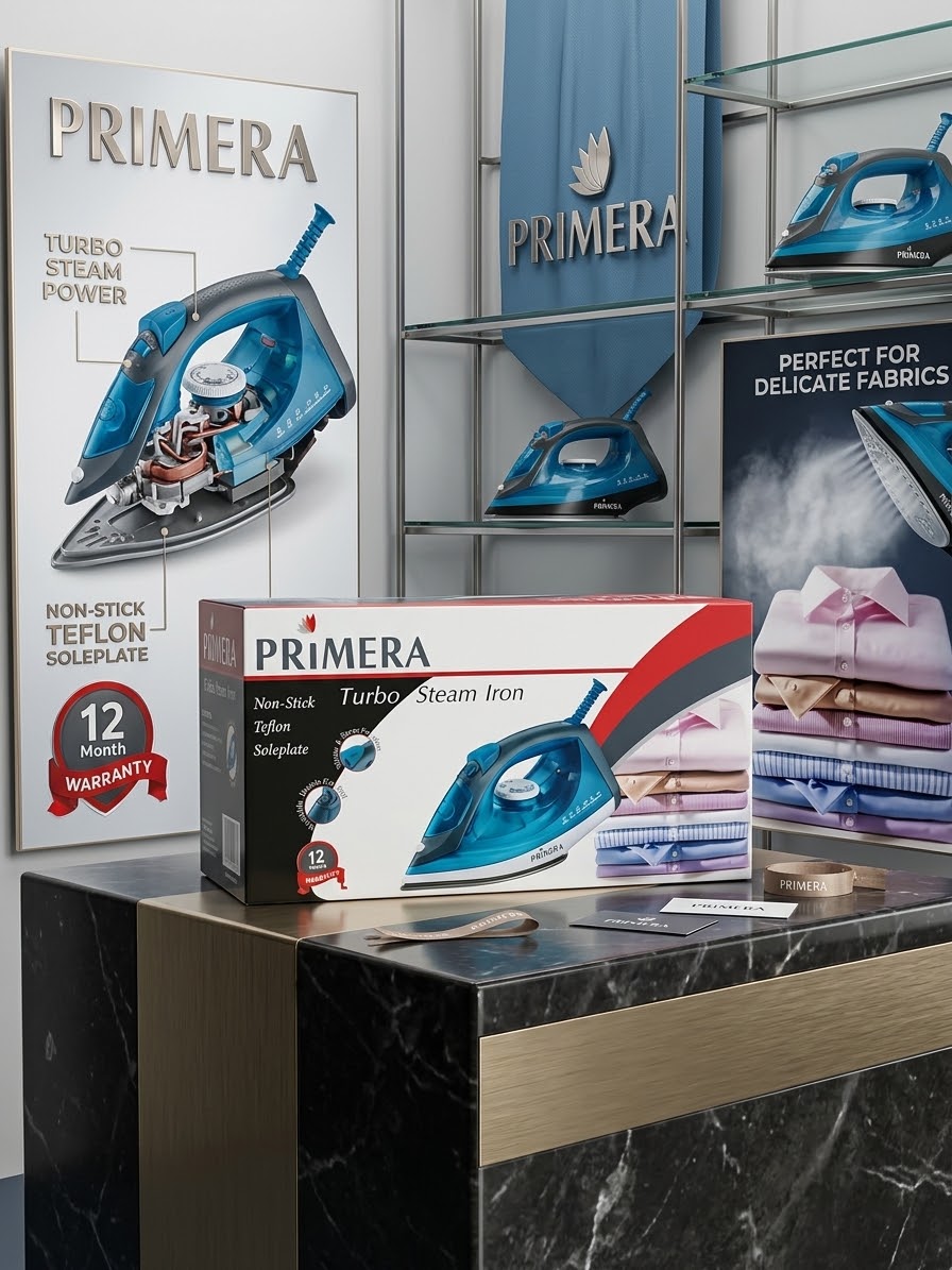 مكواة PRIMERA Turbo Steam بقاعدة تيفلون