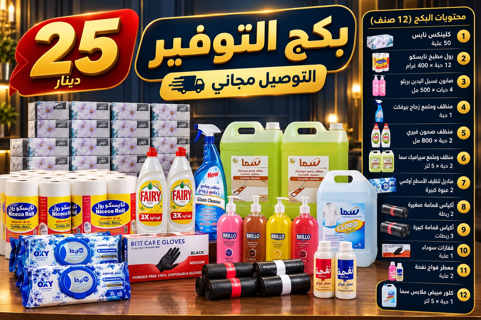 بكج المنظفات والستهلاكيات الكامل – 25