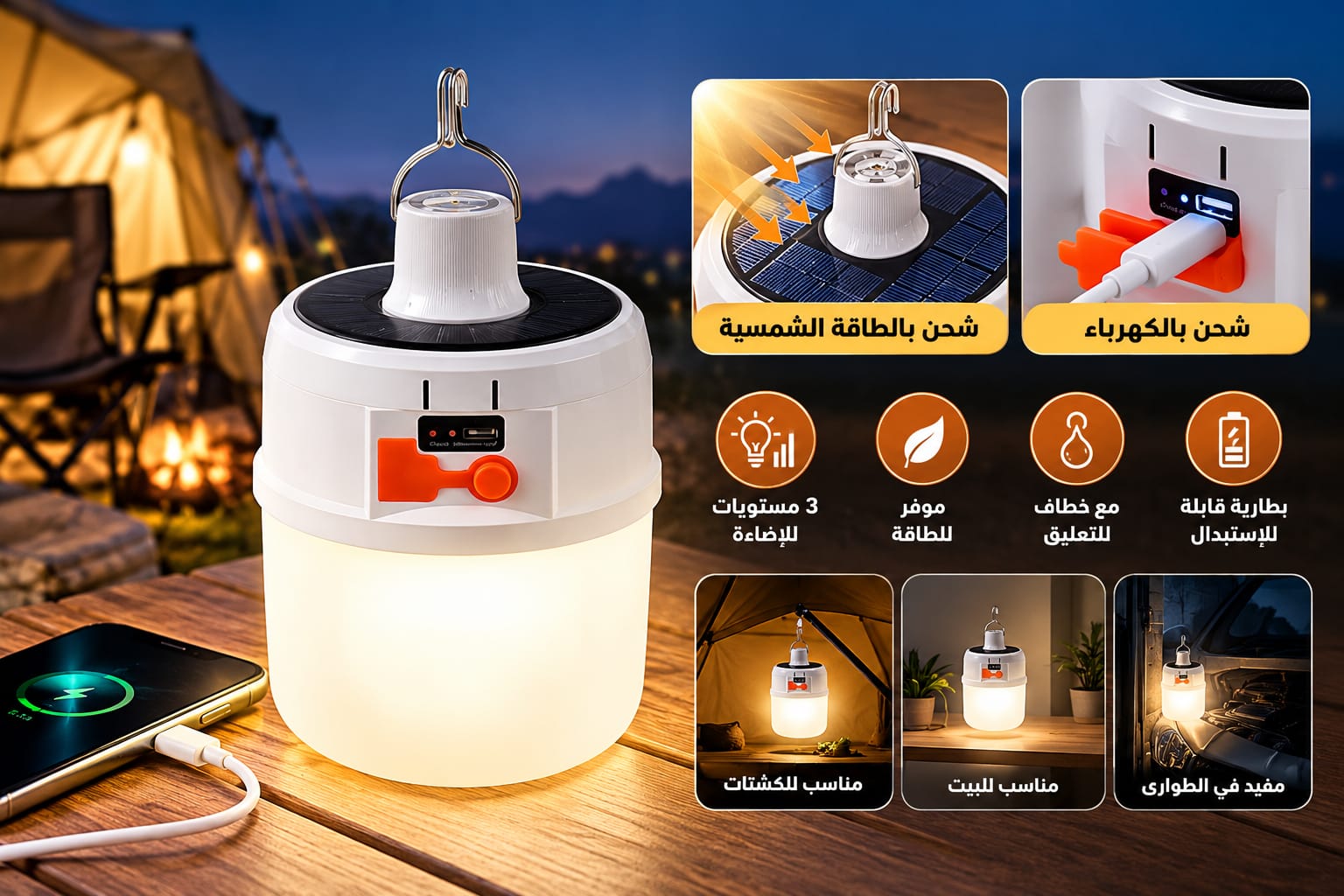 Rechargeable solar lanternلمبة الطاقة الشمسية القابلة للشحن